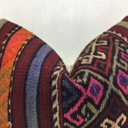 Vintage Turkish Kilim Lumbar Pillow Cover, Ethnic Cushion - 16x24 - thumbnail 2