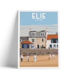 Elie Print - Beach Cricket East Neuk Fife Coastal Path Travel Poster & Earlsferry Leven - thumbnail 1