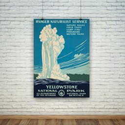 Yellowstone Geyser Print Vintage Americn National Park Travel Poster - thumbnail 1