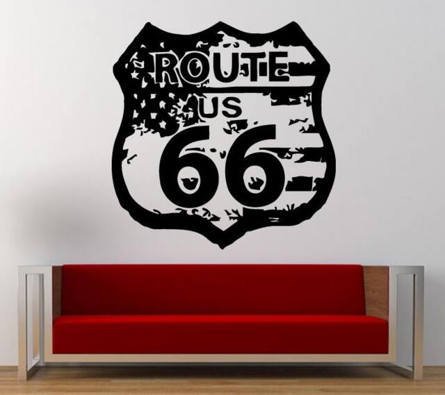 Route 66 Road Sign United States Flag Vintage Wall Graphic Decal Sticker Vinyl Mural Leaving Bedroom Room Home Decor Free Shipping L277 - image 1