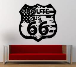 Route 66 Road Sign United States Flag Vintage Wall Graphic Decal Sticker Vinyl Mural Leaving Bedroom Room Home Decor Free Shipping L277