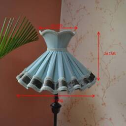 Handmade Scalloped Lampshade Retro Petrol Velvet Shade - thumbnail 2