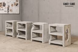 Handmade Concrete Bedside Table - Industrial Nightstand - thumbnail 1