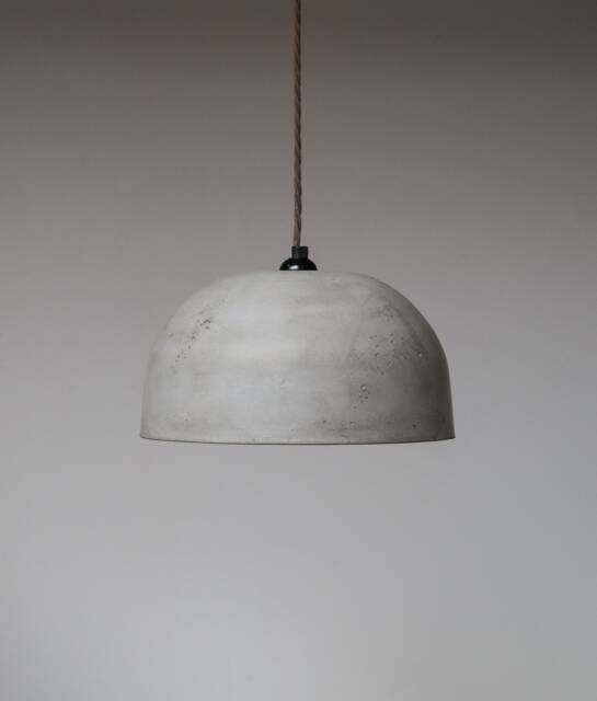 Large Dome Pendant Lampshade in Concrete Grey/Minimal Industrial Ceiling Light Cement Plaster Off White - image 1