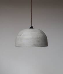 Large Dome Pendant Lampshade in Concrete Grey/Minimal Industrial Ceiling Light Cement Plaster Off White - thumbnail 1