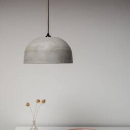 Large Dome Pendant Lampshade in Concrete Grey/Minimal Industrial Ceiling Light Cement Plaster Off White - thumbnail 2