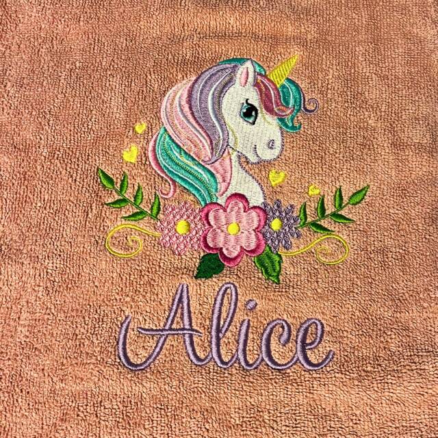 Personalised Unicorn Towel/Childrens Floral Gift Hand Bath Sheet Time New Baby - image 1