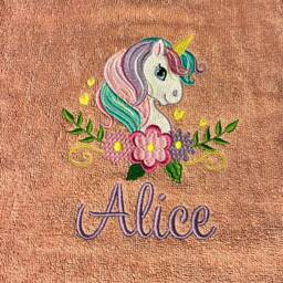 Personalised Unicorn Towel/Childrens Floral Gift Hand Bath Sheet Time New Baby - thumbnail 1