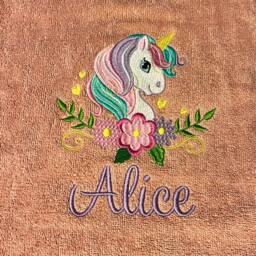 Personalised Unicorn Towel/Childrens Floral Gift Hand Bath Sheet Time New Baby - thumbnail 2