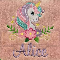 Personalised Unicorn Towel/Childrens Floral Gift Hand Bath Sheet Time New Baby - thumbnail 2