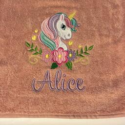 Personalised Unicorn Towel/Childrens Floral Gift Hand Bath Sheet Time New Baby - thumbnail 3