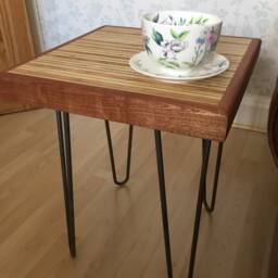 Side Table, Hand Made End Grain Plywood & Sapele Side Table, Reclaimed Wood, Industrial Furniture - thumbnail 2
