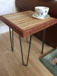 Side Table, Hand Made End Grain Plywood & Sapele Side Table, Reclaimed Wood, Industrial Furniture - thumbnail 1