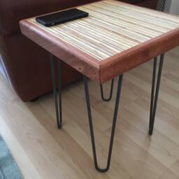 Side Table, Hand Made End Grain Plywood & Sapele Side Table, Reclaimed Wood, Industrial Furniture - thumbnail 3