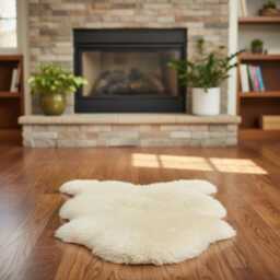 Genuine Sheepskin Rug, 100% Wool Fluffy Hide, Suede Backed, Organic Shape Floor Decor - thumbnail 4