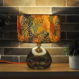 Autumn Trees Print Velvet Lampshade Brown Orange Autumnal 25cm 30cm 35cm 40cm 45cm - Drum Lamp Shade Handmade Home Decor Ceiling - thumbnail 2
