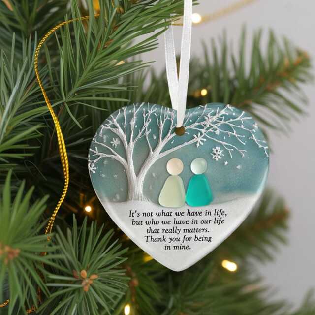 Custom Sea Glass Friendship Ornament 2025, Christmas Gift For Bestie, 2D Friend - image 1