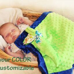 Minky Alligator Baby Lovey Blanket Handmade Satin Security Blanket - thumbnail 2