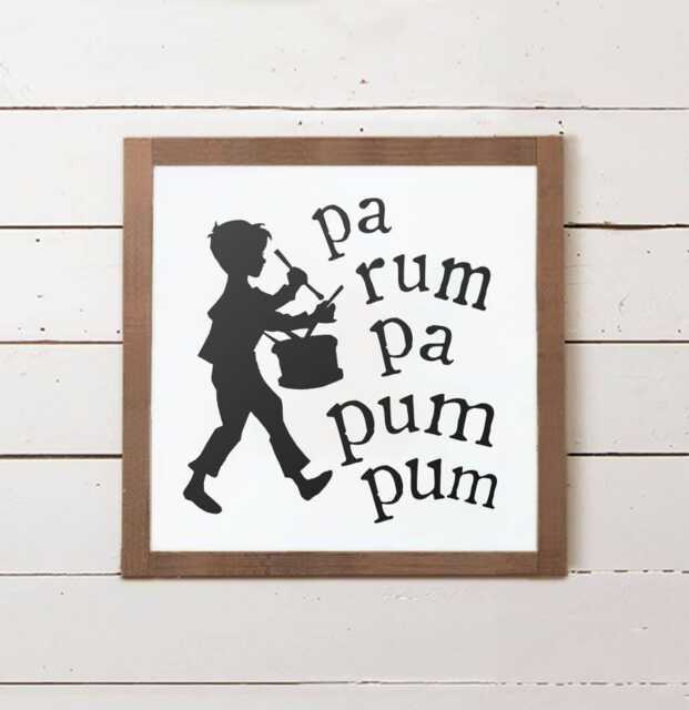 Kid's Christmas Wall Sign, Cute Small Little Drummer Boy, Farmhouse Decor, Wood Signs, Holiday - image 1