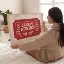 Santas Workshop Ticket Print - Dining Room Wall Art Trendy Kitchen Prints Stub Kids Christmas Printables - thumbnail 3