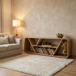 Turntable Stand With Vinyl Record Storage, Solid Oak, Sideboard Shelving, Bookcase, Bookshelves, Storage Shelves, Home Unit - thumbnail 1