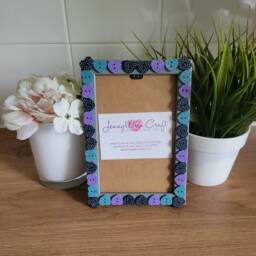 Colourful Wooden Heart Shaped Button Photo Frame 4 X 6 Inches - thumbnail 2