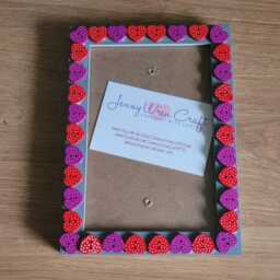 Colourful Wooden Heart Shaped Button Photo Frame 4 X 6 Inches - thumbnail 4