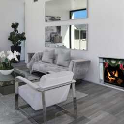 Christmas Fireplace Vinyl Decal, Burning Logs, Stockings Wall Decor - thumbnail 3