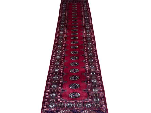 2.6x10 Magenta Color Bokhara Rug - Runner Hallway Luxury Long Fine Quality Green Afghan - image 1