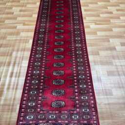 2.6x10 Magenta Color Bokhara Rug - Runner Hallway Luxury Long Fine Quality Green Afghan - thumbnail 2