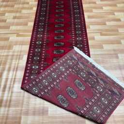 2.6x10 Magenta Color Bokhara Rug - Runner Hallway Luxury Long Fine Quality Green Afghan - thumbnail 4