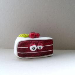 Red Velvet Cake Polymer Clay Sculpture Halloween Decor, Ooak Figurine - thumbnail 2