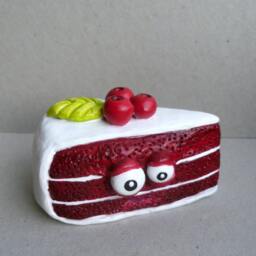 Red Velvet Cake Polymer Clay Sculpture Halloween Decor, Ooak Figurine - thumbnail 4