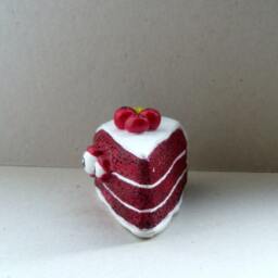 Red Velvet Cake Polymer Clay Sculpture Halloween Decor, Ooak Figurine - thumbnail 3