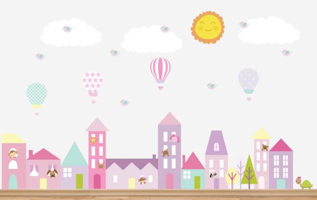 Girls Wall Decals City, Nursery, Nursery Decals, Decor, Stickers, Baby Decal, Mural - image 1