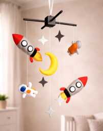 Space Baby Crib Mobile Solar System Spaceship Astronauts Nursery Baby Galaxy Custom - thumbnail 1