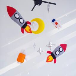 Space Baby Crib Mobile Solar System Spaceship Astronauts Nursery Baby Galaxy Custom - thumbnail 3