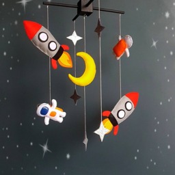 Space Baby Crib Mobile Solar System Spaceship Astronauts Nursery Baby Galaxy Custom - thumbnail 2