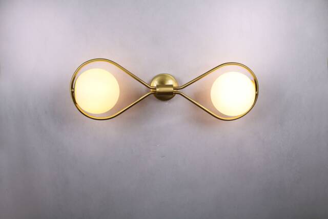 Wall Decor Double Globe Gold Brass Lighting Lamp Vanity Light Fixture, Sconce Light, Lamp Design - image 1