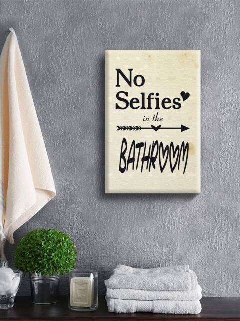 Bath Decor. No Selfies in The Bathroom. Canvas Funny Art Decals. Printed Wall For Home. Bathroom Framed Art. Ready To Hang Picture - image 1