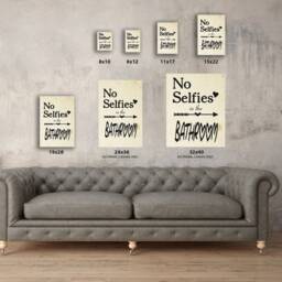Bath Decor. No Selfies in The Bathroom. Canvas Funny Art Decals. Printed Wall For Home. Bathroom Framed Art. Ready To Hang Picture - thumbnail 3
