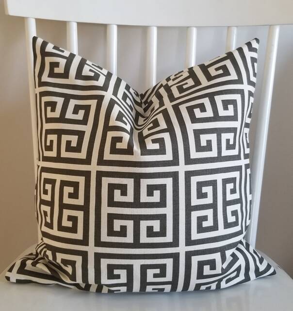 Maze - Greek Key Chocolate Decorative Pillow Cushion Covers Accent Throw Brown, Natural - image 1