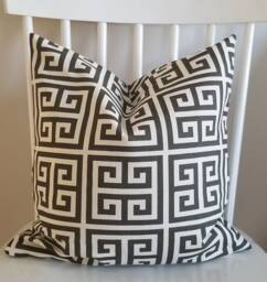 Maze - Greek Key Chocolate Decorative Pillow Cushion Covers Accent Throw Brown, Natural - thumbnail 1