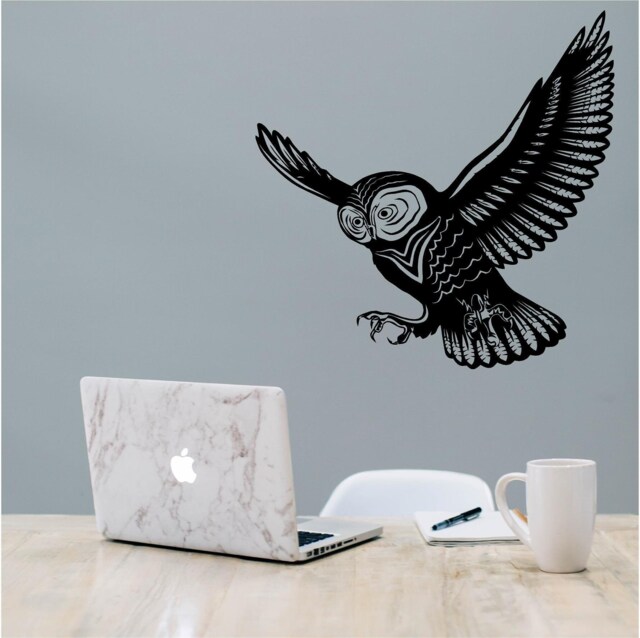 Beautiful Owl Vinyl Wall Art, Decal, Sticker, Transfer, Mural, Decor, Rent Friendly, Interior, Exterior, Full Removable, - 0703 - image 1