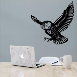 Beautiful Owl Vinyl Wall Art, Decal, Sticker, Transfer, Mural, Decor, Rent Friendly, Interior, Exterior, Full Removable, - 0703 - thumbnail 1