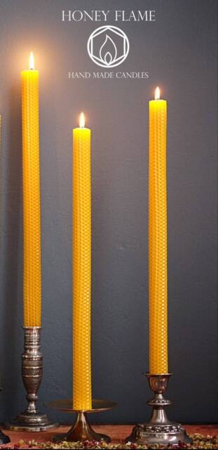 3 Extra Long Beeswax Candles, 40cm, Eco-Friendly - image 1