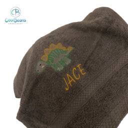 stegosaurus Dinosaur Towel - Personalised Face Cloth/Hand Bath = Embroidered - thumbnail 1
