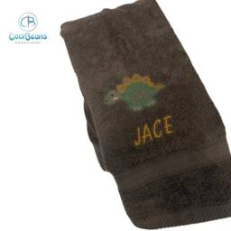 stegosaurus Dinosaur Towel - Personalised Face Cloth/Hand Bath = Embroidered - thumbnail 2