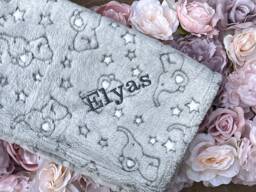 Personalised Baby Blanket Embroidered With Name Very Soft Elephant Design Ideal New Gift - thumbnail 1