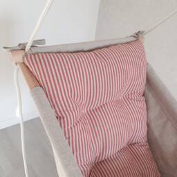 Natural Linen Baby Swing With Red Stripe, Handmade Kids Hammock - thumbnail 3